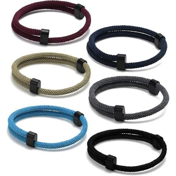 Nautical Braided Rope Bracelet Set Men Women Adjustable Handmade Cord - Picture 7 of 7